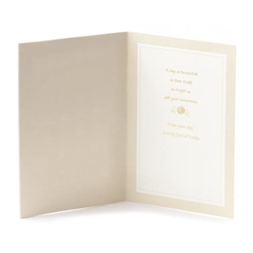 Hallmark Wedding Card (Mr. & Mrs.) | Die-cut Floral and Heart Pattern, Glittery Gold Backdrop, Envelope Included, High Quality Paper, Card Measures 5.8" X 8.3"