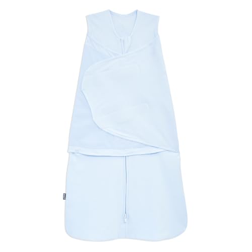HALO SleepSack Swaddle | Cotton | 1.5 TOG | 68-75°F | 6-12 lbs |Baby Blue | 3-Way Swaddle: Arms In, Hands-to-Face or Arms Out | Double Zipper for Easy Changes | Hip-Healthy Design | Newborn 0-3 Months