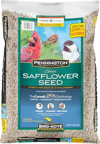 Pennington Select Safflower Seed 15 lb Bag | Bird Seeds for Outside Wild Birds, Enriched with Vitamins and Nutrients, Works in Hopper, Gazebo and Tube Feeders