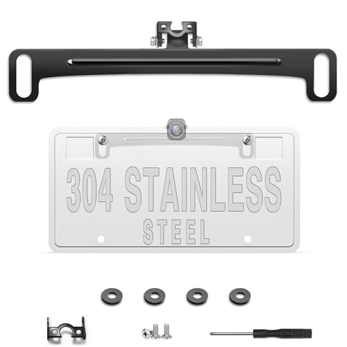 Pixelman Universal Car Rear View Camera License Plate Bracket | Upgraded Full Stainless Steel Backup Camera Mount, Dash Cam Mirror Accessory, Only Installation Holder