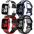 Adorve 4 Pack Sport Bands Compatible with Apple Watch Bands for Men Women 49mm 46mm 45mm 44mm 42mm 41mm 40mm 38mm,Breathable Soft Silicone Strap for iWatch Band Series 11 10 SE Ultra 9 8 7 6 5 4 3 2 1
