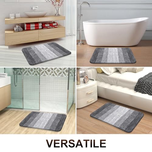 OLANLY Bathroom Rugs Mat 30x20, Extra Soft Absorbent Microfiber Bath Rugs | Grey, Non-Slip Quick-Drying Rubber Backing, Machine Washable Plush Bath Mat for Floor, Tub and Shower, Home Decor Accessories