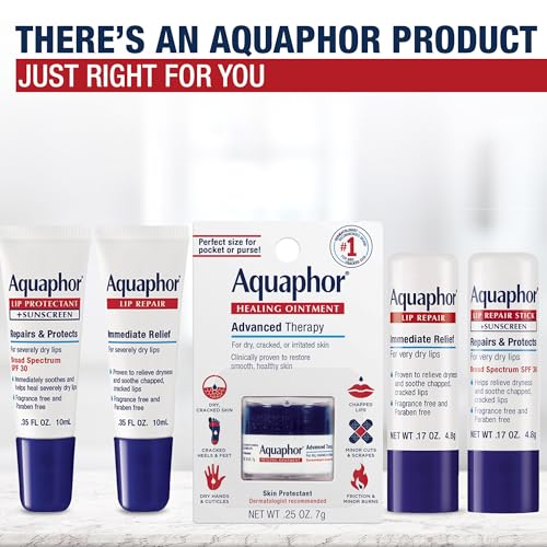 Aquaphor Lip Repair Ointment, Value Pack, 2 x 0.35 FL OZ | Lip Balm Moisturizer with Vitamins and Shea Butter, Immediate Severely Dry Lip Relief, Paraben and Fragrance Free