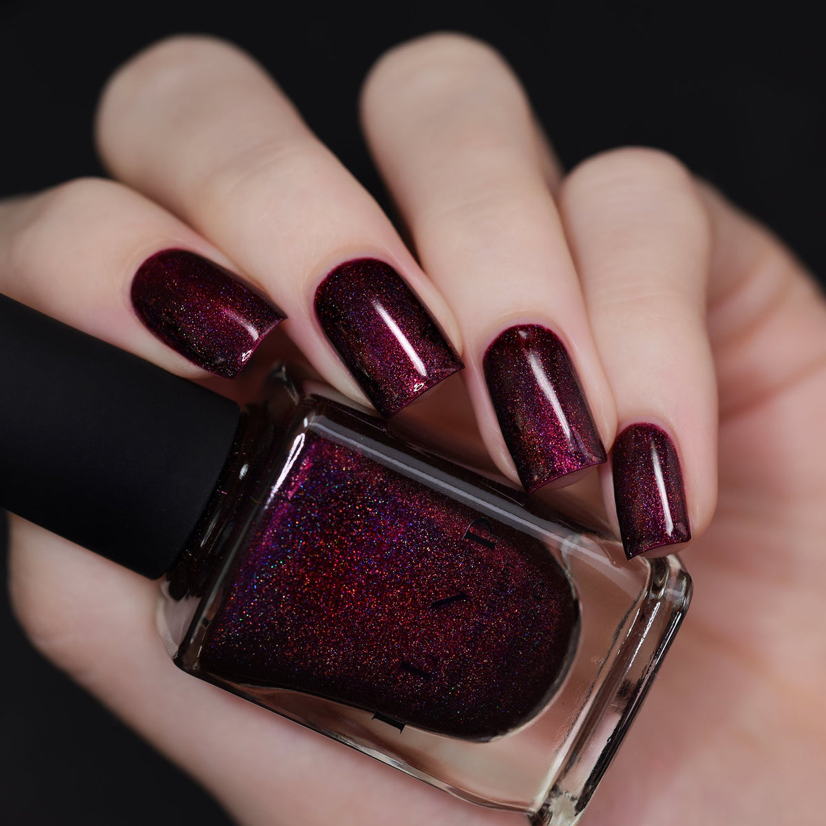ILNP Black Orchid - Deep Burgundy Holographic Nail Polish, Long Lasting Non Gel, Chip Resistant, Non-Toxic, Vegan, Cruelty Free