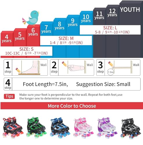 Kids Roller Skates for Boys - Green for Toddler Little Kids Age 4 5 6 7- Adjustable All Light up Wheels Indoor Outdoor Sports Birthday Gift for Son and Grandson