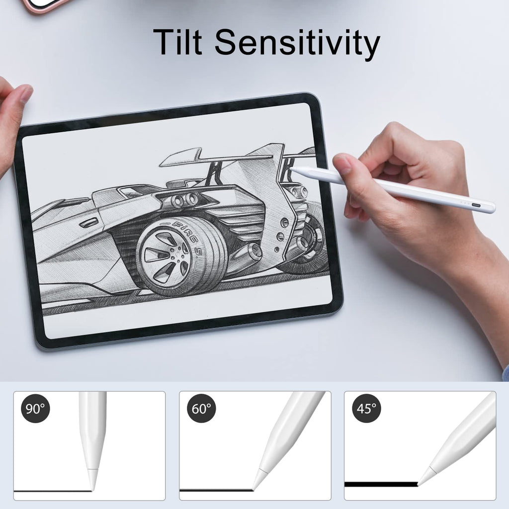 DIGIROOT iPad Pencil for 2018-2026, Plam Rejection Stylus Pen for iPad | Apple Pencil USB-C 3X Fast Charge, Tilt Sensitivity, for iPad 6-11, Pro 11"/12.9"/13, Air 3/4/5/M2/M3/M4, Mini 5/6/7-White