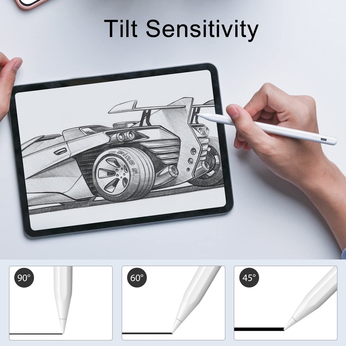 DIGIROOT iPad Pencil for 2018-2026, Plam Rejection Stylus Pen for iPad | Apple Pencil USB-C 3X Fast Charge, Tilt Sensitivity, for iPad 6-11, Pro 11"/12.9"/13, Air 3/4/5/M2/M3/M4, Mini 5/6/7-White