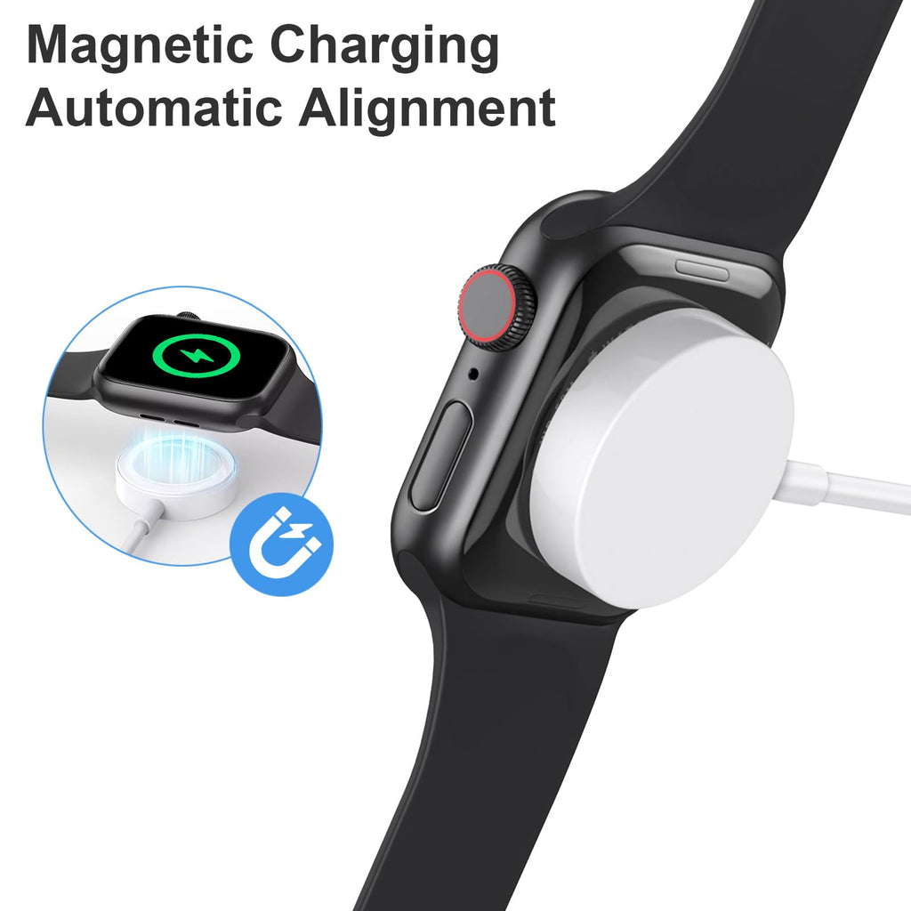 Fast Charger for Apple Watch Charger, 3.3FT USB A iWatch Charger, White | Fast Charging Magnetic Wall Plug/Charger Block Portable Travel Essentials Series 11/10/9/8/7/6/5/4/3/2/1/SE/SE2/SE3