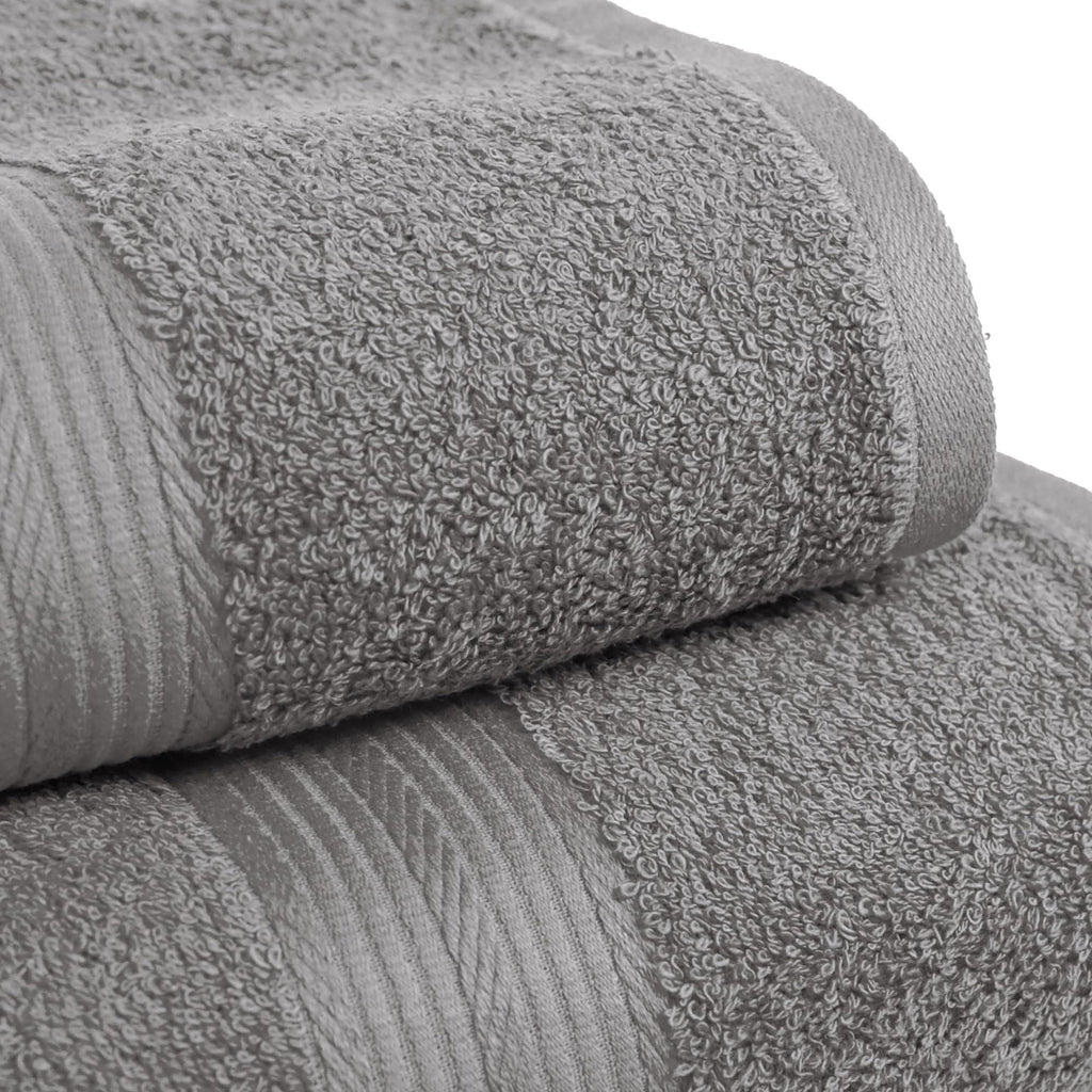 Amazon Basics 6-Piece Fade-Resistant 100% Cotton Towel Set for Bathroom, Soft and Absorbent, 2 Bath Towels, 2 Hand Towels, 2 Washcloths, Gray