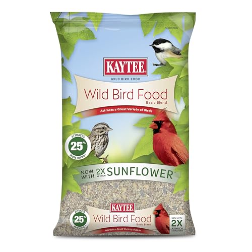 Kaytee Wild Bird Food Basic Seed Blend, 5 lb | Attract backyard birds. Wild bird seed mix with sunflower. Fortified, birdseed, year-round