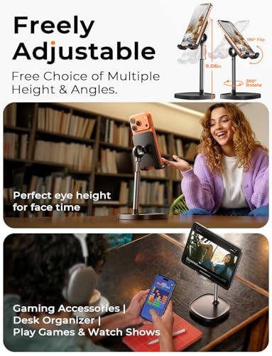 LISEN Cell Phone Stand Phone Holder for Desk, Office Decor Gadgets for Men | Office Gifts for Women, iPhone Stand, Gadgets for Men, Office Decor, Gaming Desk Accessories for Samsung Fold 8, Switch, iPad