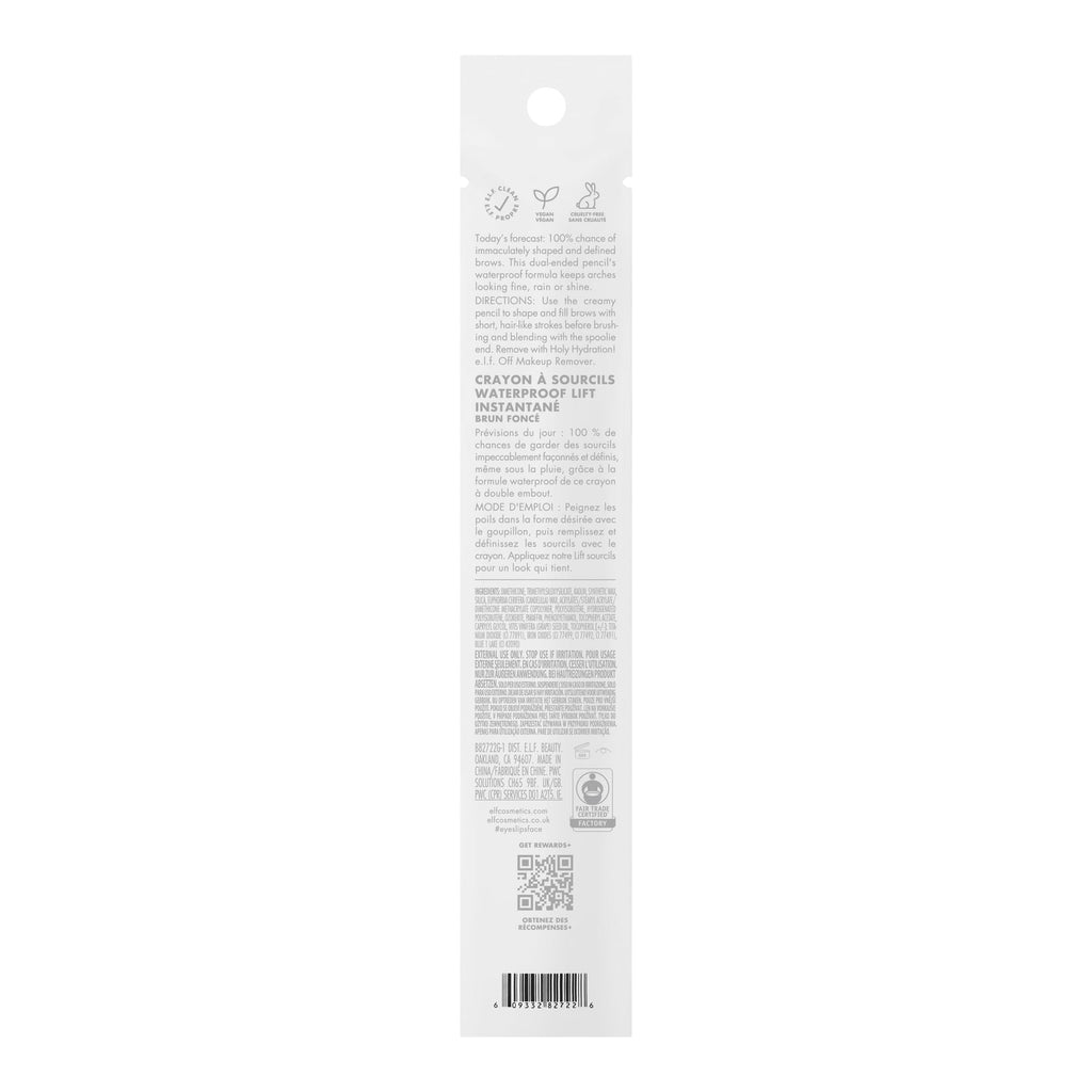e.l.f. Instant Lift Waterproof Eyebrow Pencil, Deep Brown