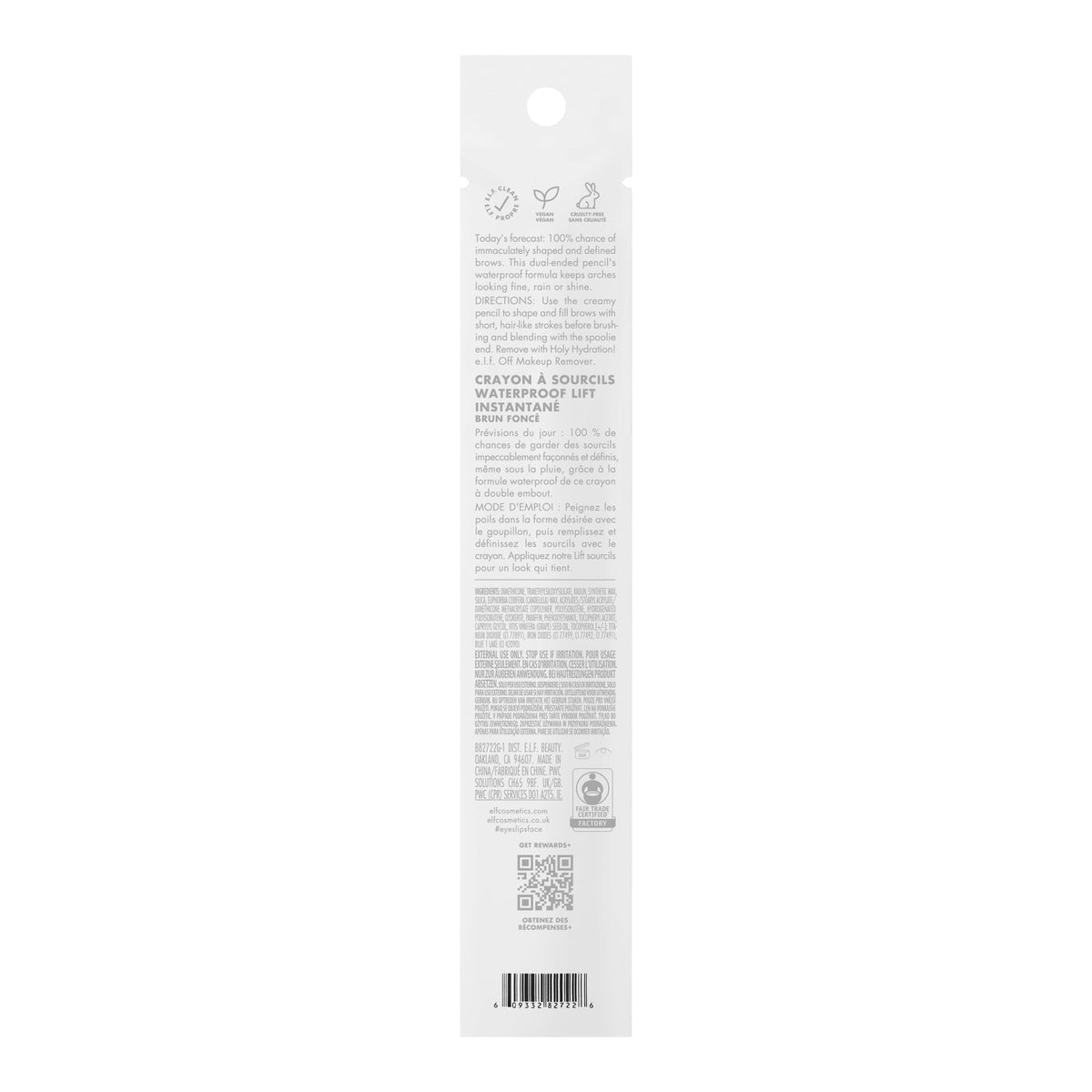 e.l.f. Instant Lift Waterproof Eyebrow Pencil, Deep Brown