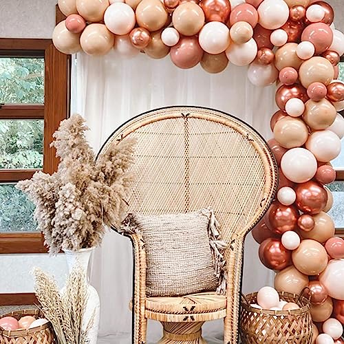 Retro Blush Pink Balloons 60 Packs 12 Inch Latex Balloons | Dusty Pink Metallic Rose Gold Nude Balloons for Pumpkin Baby Shower Girls Women Boho Birthday Bridal Wedding Decorations