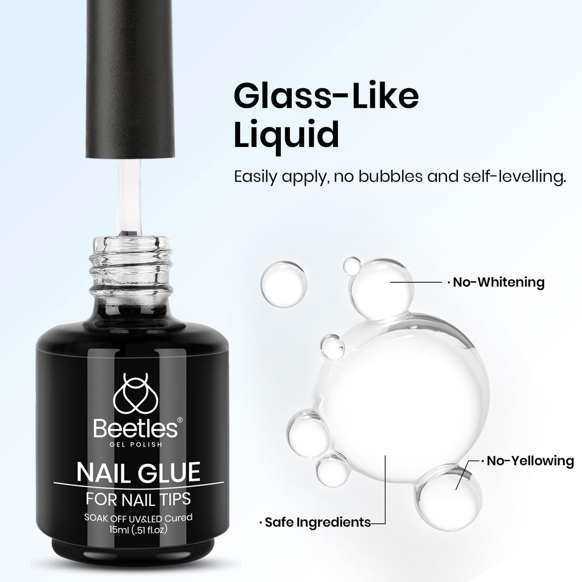 Beetles Gel Polish 9 in 1 Gel Nail Glue for Clear Acrylic Nail Tips | 2Pcs 15ml Long Lasting Nail Gel Kit for False Nails Tips, Base Blooming Nail Gel, U V Light Required, Gift for Women