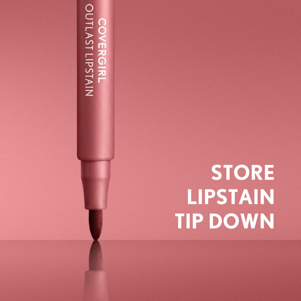 COVERGIRL Outlast, 10 Sugey Girl, Lipstain, Smooth Application, Precise Pen-Like Tip, Transfer-Proof, Satin Stained Finish, Vegan Formula, 0.06oz