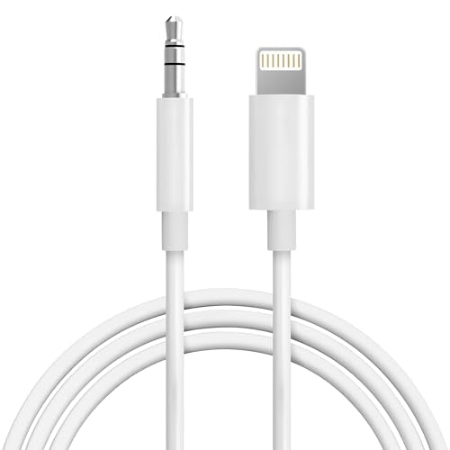 Aux Cord for iPhone,[Apple MFi Certified] Lightning to 3.5 mm AUX Cable for Car Stereo, Speaker, Headphone, Auxiliary Audio Cable Compatible with iPhone 14 13 12 11 XS XR X 8 7 3.3FT White