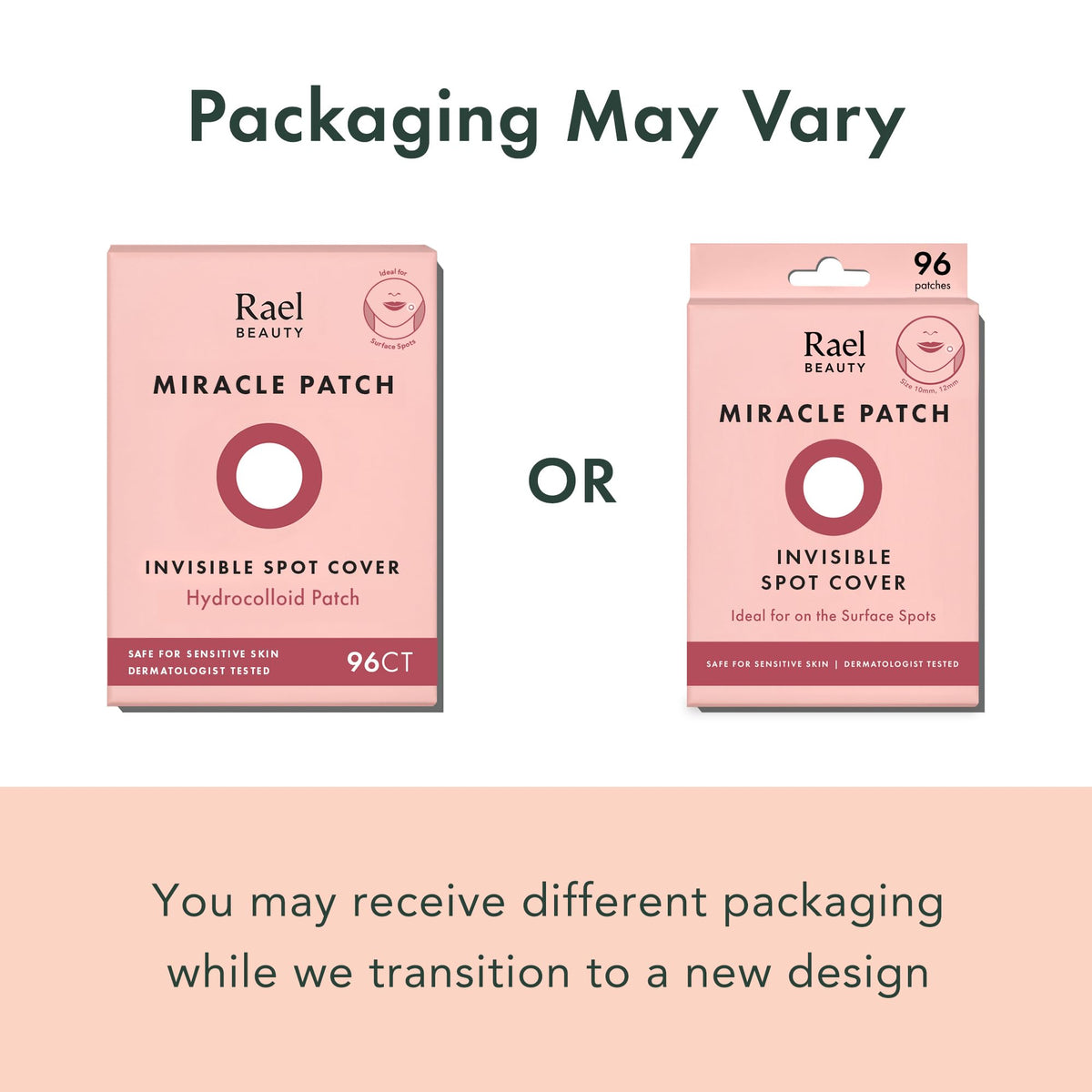 Rael Miracle Invisible Spot Cover Hydrocolloid Acne Pimple Patches (96 Ct) | Ultra-Thin Patch for Face, Absorbs Fluid From Blemishes, Facial Sticker, Korean Skin Care, Pore Care, 2 Sizes