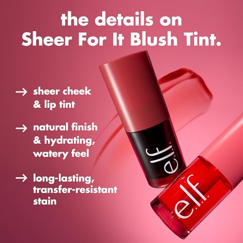 e.l.f. Sheer For It Blush Tint, Cherry Cola | Multi-Use, Long-Lasting Lip & Cheek Makeup, Creates A Natural Flush Finish, Vegan & Cruelty-Free