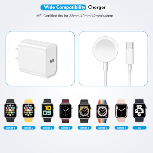 Fast Charger for Apple Watch Charger, USB C iPhone Watch Charger Plug Adapter & Long 6.6FT iWatch Portable Wireless Fast Charging Cable Cord Compatible with Apple Watch Series 10/9/8/7/SE/6/5/4/3/2/1