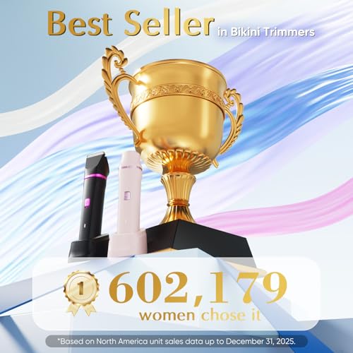 Risina 2-in-1 Bikini Trimmer for Women, Electric Razors for Women, Gifts | IPX7 Waterproof, Rechargeable, Ceramic Blades, Face Shaver and Body Hair Trimmer for Bikini Line, Pubic Hair, Legs, Underarms