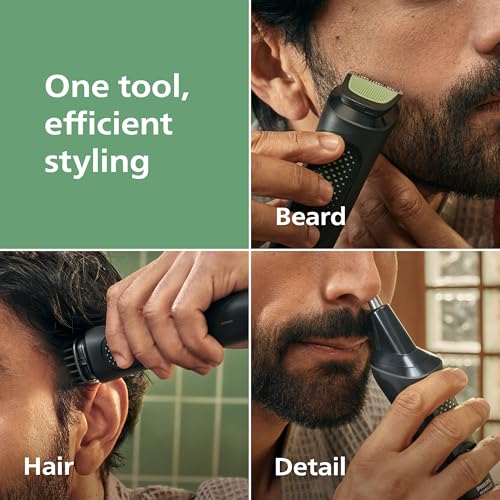Philips Norelco All-in-One 3000 13-in-1 Trimmer, Face & Hair, Comfort Tips | Men's Complete Grooming Kit, Comfort Blades, 9 Length Settings, Beard & Hair Styling, Nose & Ear Trimmer, 60-Minute Runtime