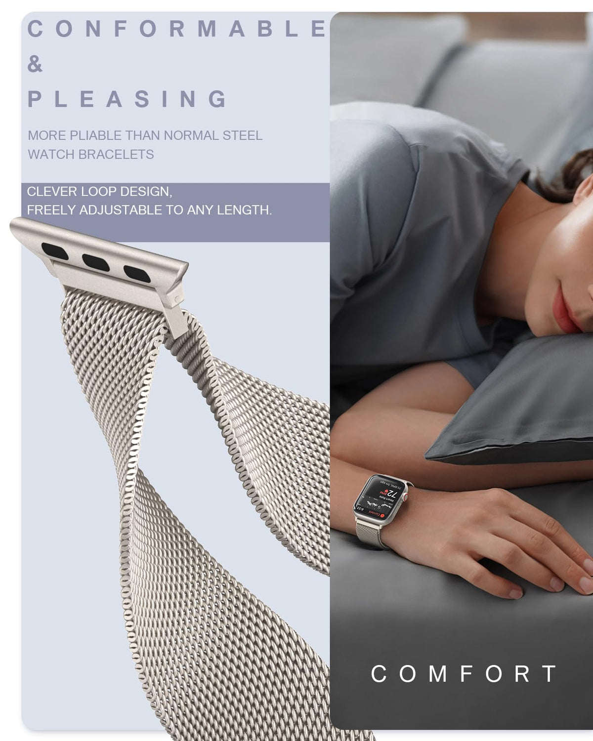 Original Milanese Loop Compatible with Apple Watch Bands for Women & Men | 40/41/42/38mm Stainless Steel Mesh Strap with Magnetic Clasp, Casual & Business, Fits iWatch Series 12 11 10 9 8 7 SE 6 5 4 3