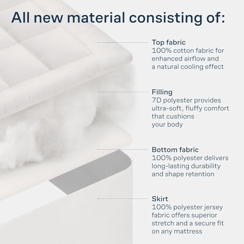 Niagara Sleep Solution 100% Cotton Top Queen Size Mattress Pad, Pillow Top | Cloud-Like Soft Mattress Topper, Breathable Cover, 20" Deep Pocket, Back Pain Relief, Perfect for Hot Sleepers, White
