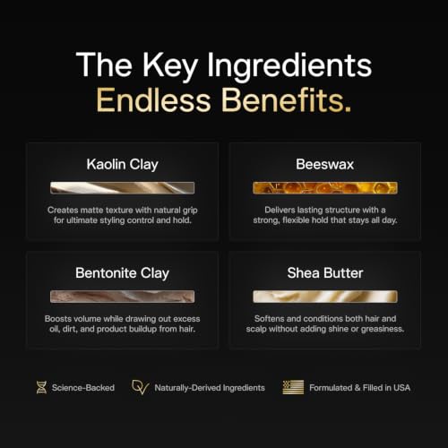 BASED Hair Clay for Men, Premium Hair Clay with Strong Hold, Texturizing Finish, & Low Shine, Hair Styling for Medium, Thick, Straight, or Wavy Hair, Santal Sandalwood Fragrance (3oz Pack of 1)
