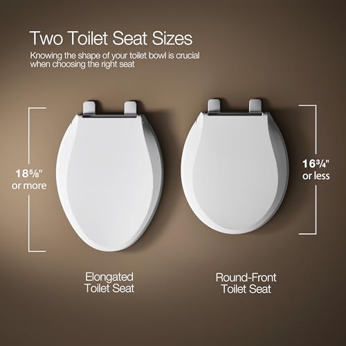 KOHLER Cachet ReadyLatch Elongated Slow Close Toilet Seat, White | 4636-RL-0, Quiet Lid, Contoured Grip-Tight Bumpers Installation Hardware, Apartment Essentials