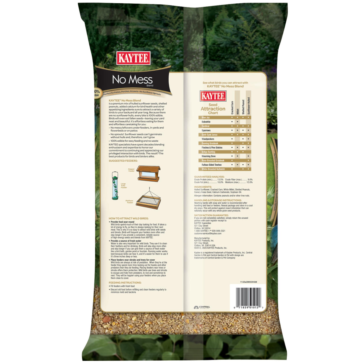 Kaytee Wild Bird No Mess Food Seed Blend for Cardinals, 10 Pound | Cleaner feeding. No mess bird seed. Shell-free, 100% edible, no grow bird seed