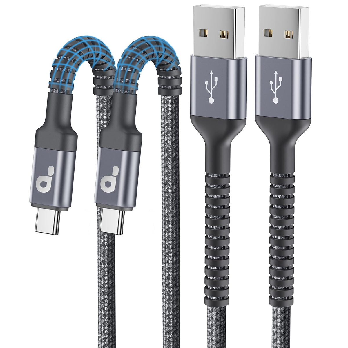 USB to USB C Cable 3A Fast Charging, USB A to USB C Cord [2 Pack, 6FT] | Upgraded Extra Durable Braided USBC Cable Compatible with iPhone 18 17 16 15 Pro Max, Samsung Galaxy S26 S10 and More-Grey