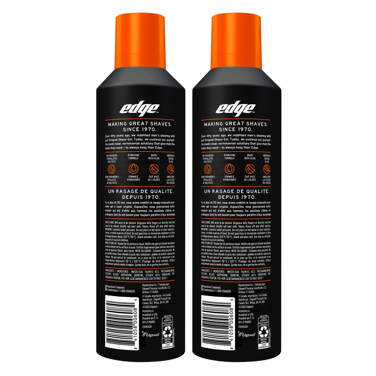 Edge Shaving Gel for Men, Sensitive Skin, 9.5 oz (2 Pack) | Sensitive skin shaving cream gel, Reduces irritation, Aloe-enriched formula, Lubricates for razors, Moisturizing glide