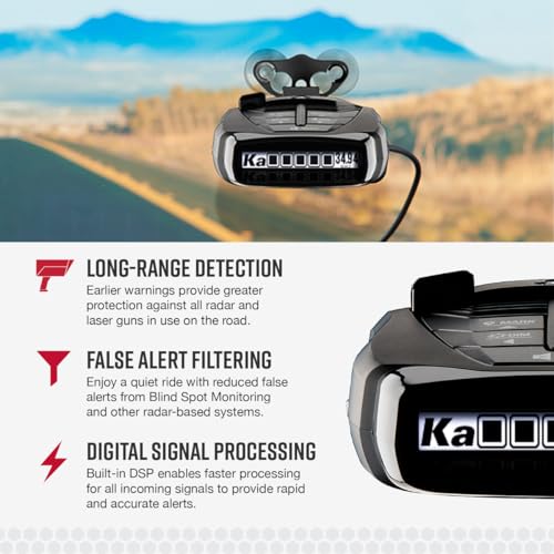 Cobra RAD 480i Laser Radar Detector, Long Range Detection, Bluetooth, Black | Apple CarPlay and Android Auto Compatible, LaserEye Front and Rear Detection, Digital Signal Processing