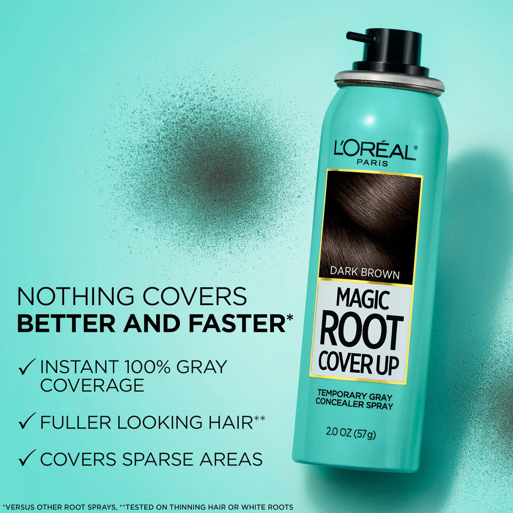L'Oreal Paris Magic Root Gray Hair Cover Up, Dark Blonde, 2 oz | 100% Gray Hair Coverage with Buildable, Lightweight, and Transfer-Resistant Spray, Temporary Formula, Ammonia-Free