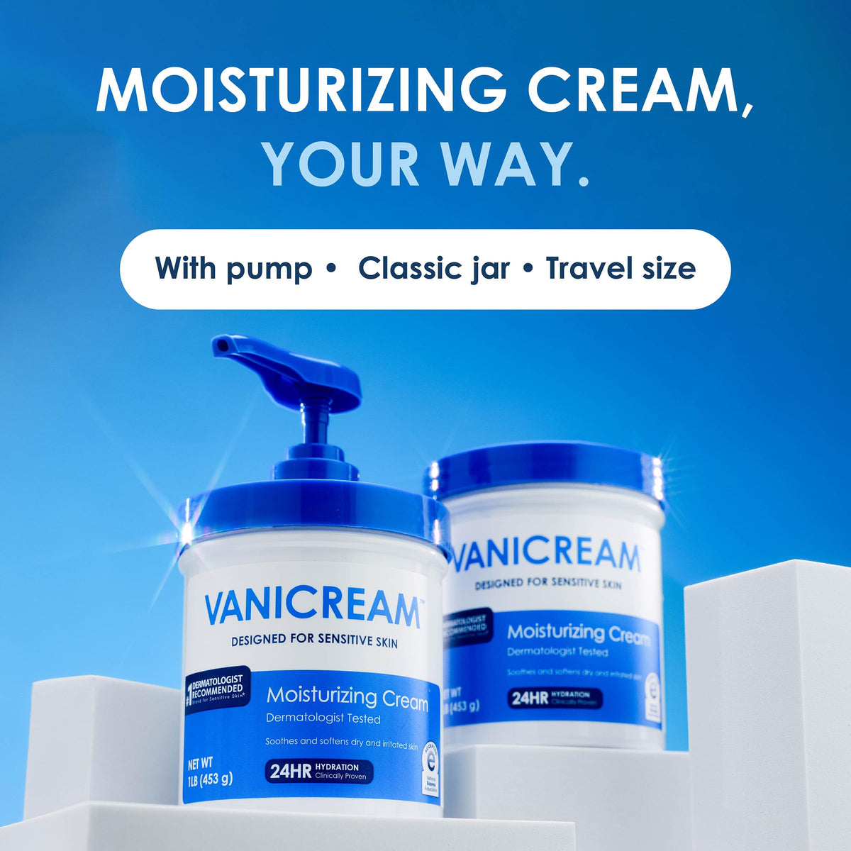 Vanicream Moisturizing Cream, Body & Face Moisturizer, 16 Oz Pump Dispenser | Formulated without Common Irritants for Sensitive Skin, Restores Moisture and Soothes Irritated, Cracked or Itchy Skin