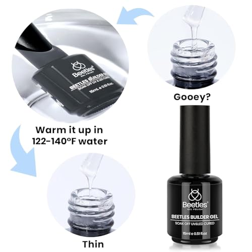 Beetles Builder Gel for Nails, 2 Pcs 8 in 1 Clear Building Gel | for Instant Apex Strengthening & Extension, Beginner Friendly DIY Salon at Home, Gifts for Women, UV & LED Lamp Cured Needed