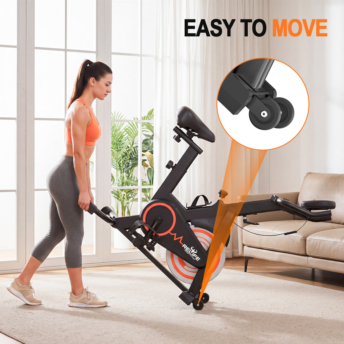 RELIFE Rebuild Your Life Compact Exercise Bike Indoor Cycling Bike Fitness Stationary Bike with Adjustable Resistance for Home Gym Workout 330LBS