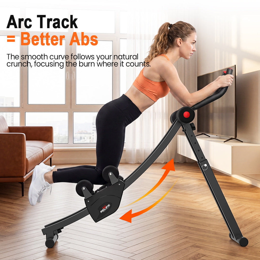 RELIFE REBUILD YOUR LIFE Adjustable Ab Machine, Foldable Ab Workout Equipment for Abs, Waist, Arms & Legs Independent Dual Tracks Waist Trainer 440LBS
