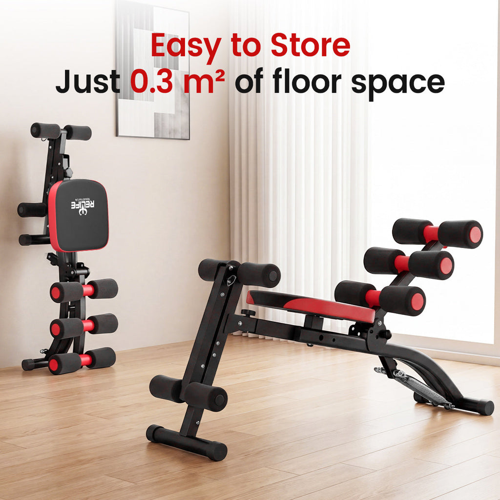 RELIFE REBUILD YOUR LIFE Foldable Ab Machine for Home Gym, Adjustable Ab Trainer & Sit Up Bench, Compact Core Workout Chair for Daily Fitness