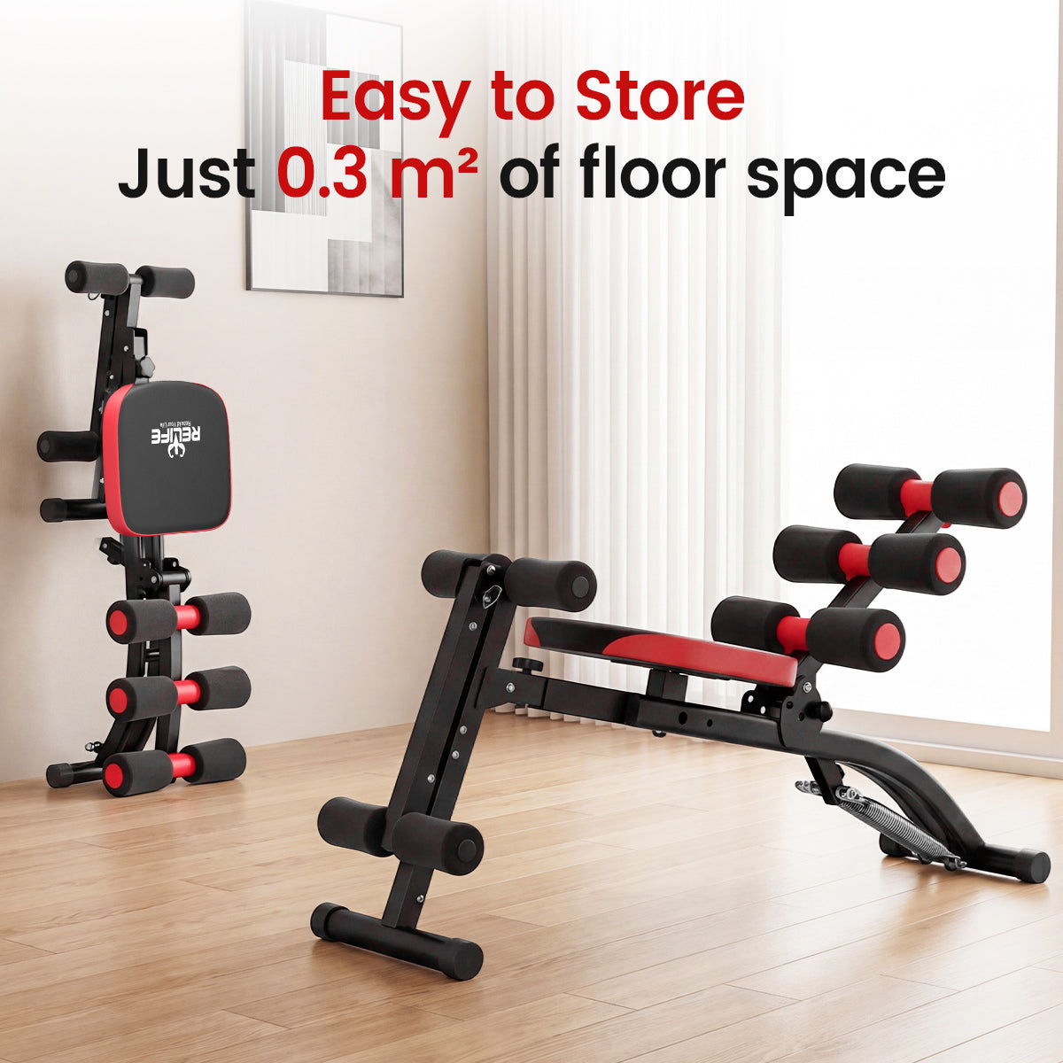 RELIFE REBUILD YOUR LIFE Foldable Ab Machine for Home Gym, Adjustable Ab Trainer & Sit Up Bench, Compact Core Workout Chair for Daily Fitness