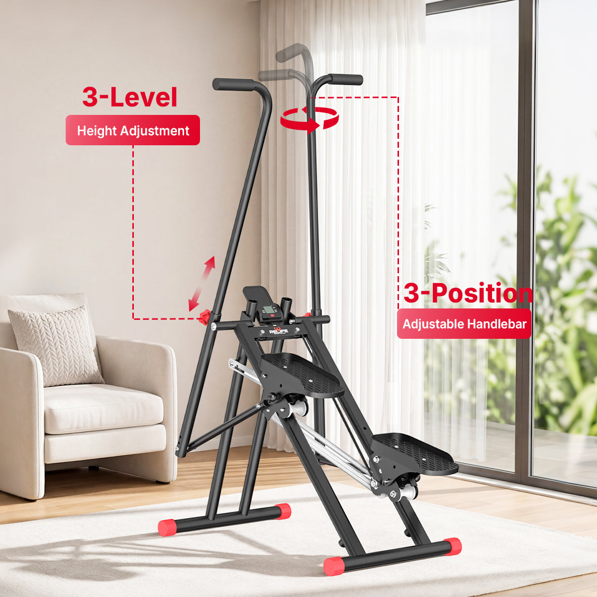 RELIFE REBUILD YOUR LIFE Indoor Stair Climber Compact Stair Stepper for Cardio Training Full Body Stairmaster Workout Machine with Extended Step Range