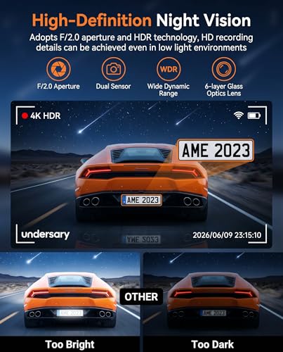 Dash Cam Front and Rear Inside, 4K Full HD 3 Channel Dash Camera for Car