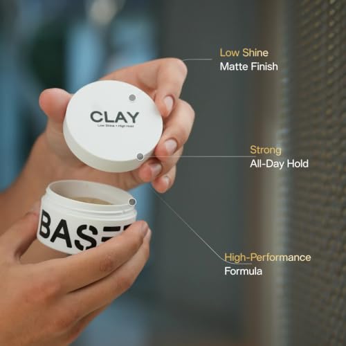 BASED Hair Clay for Men, Premium Hair Clay with Strong Hold, Texturizing Finish, & Low Shine, Hair Styling for Medium, Thick, Straight, or Wavy Hair, Santal Sandalwood Fragrance (3oz Pack of 1)
