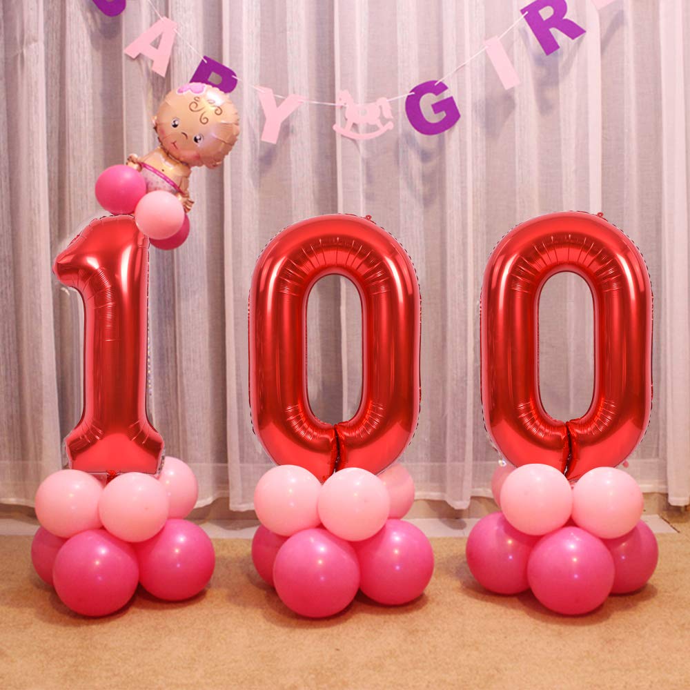 TONIFUL 40 Inch Red Number 3 Balloons Large Foil 3rd Birthday Decorations | Red 3 Balloon Number Three for 3rd 13th 23rd 30th Birthday 3 Year Anniversary, Red Birthday Decor for Men Women Boys Girls
