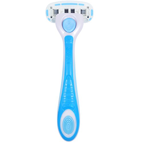 Amazon Basics 5-Blade Extra Smooth Razor for Women with Moisturizing Strips, Handle, 2 Cartridge Refills & Shower Holder (Previously Solimo)