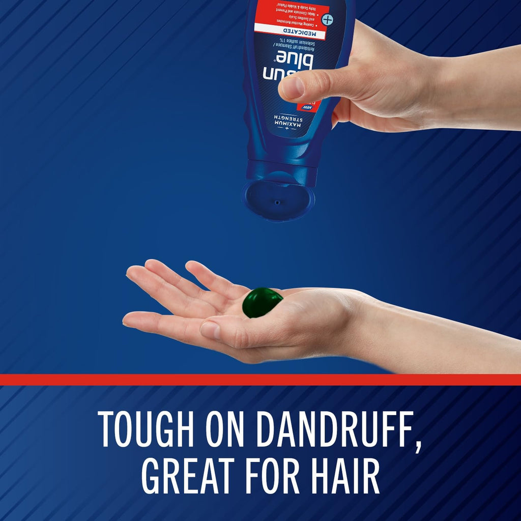 Selsun Blue Medicated Antidandruff Shampoo, 11 fl. oz. | Maximum strength scalp treatment with 1% selenium sulfide, itchy scalp relief, for soft and silky hair