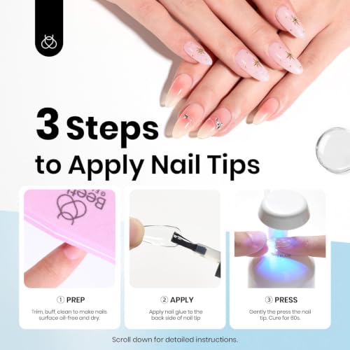 Beetles Gel Polish 9 in 1 Gel Nail Glue for Clear Acrylic Nail Tips | 2Pcs 15ml Long Lasting Nail Gel Kit for False Nails Tips, Base Blooming Nail Gel, U V Light Required, Gift for Women