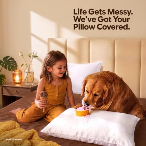 Ultimate Comfort Pillow Protectors with Zipper Standard Size - Set of 4 | Bed Bug & Dust Mite Proof Pillow Cases - 100% Waterproof, Soft & Moisture Wicking Pillow Encasements by Utopia Bedding