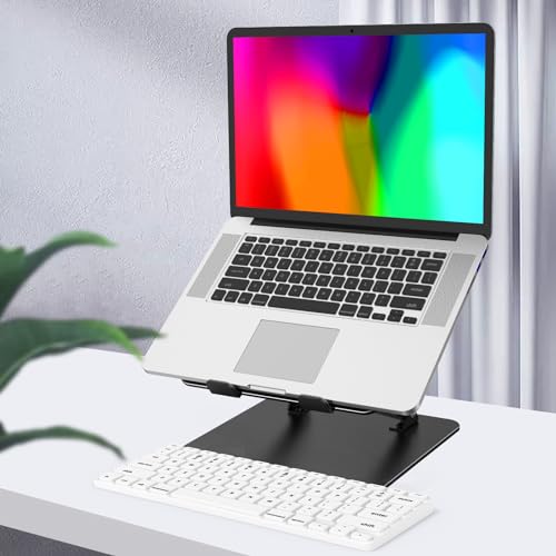 Gogoonike Adjustable Laptop Stand for Desk, Metal Laptop Riser Holder | Portable Desktop Book Stands, Foldable Ventilated Cooling Computer Notebook Stand Compatible with 10-15.6” Laptops, Tablets
